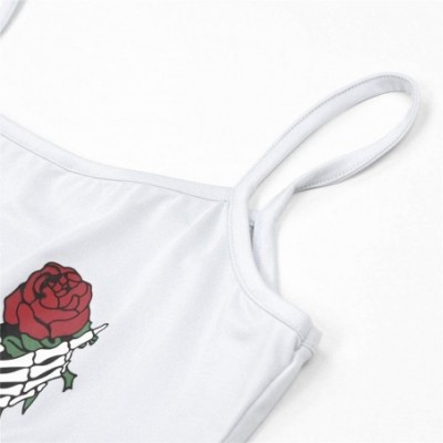 Camisoles & Tanks Women Fashion Sexy Flower Bra Crop Tops Summer Strappy Bustier Bralette Vest Cami Shirt - White - CE197NZQZ9M