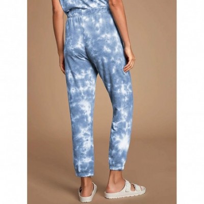 Sets Womens PJ Sets Nightwear Loungewear Tie Dye Printed Long Pajamas Sets - A-blue - CM1986A0O34