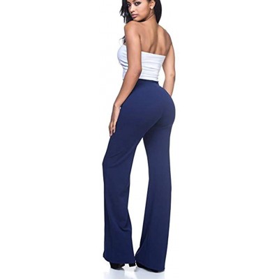 Slips Womens High Waist Fashion Solid Loose Wide Leg Trousers Flowing Palazzo Pants - Navy - CN18X6GZLEY