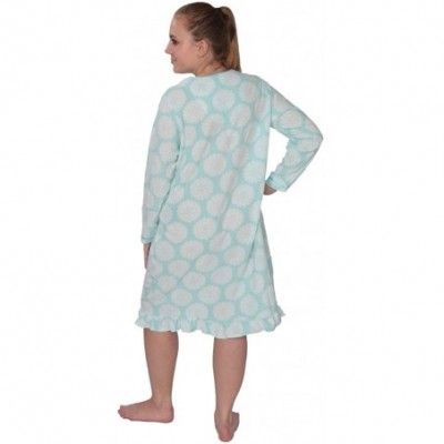 Nightgowns & Sleepshirts Women's Warm Soft Fleece Floral Print Long Sleeve Nightgown - 4029_green - CQ128RSQ1RT