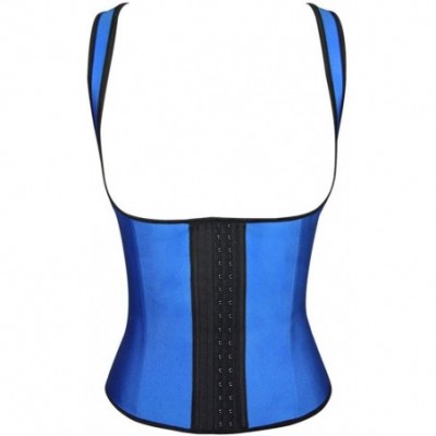 Shapewear Valentina Women's Latex Steel Boned Waist Trainer Corset Cincher Shapewear - blue - C4127UMB9YX