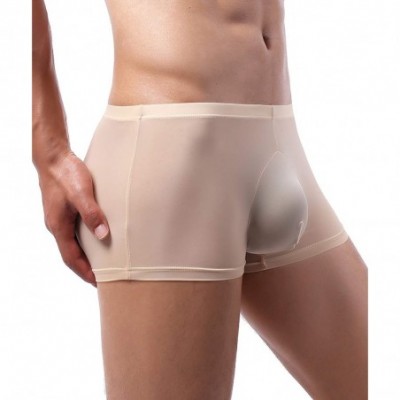 Boxer Briefs Men's Boxer Briefs- Ice Silk Shorts Briefs Trunks Style Underwear - 1-pack Camel - CB199CKN4IE