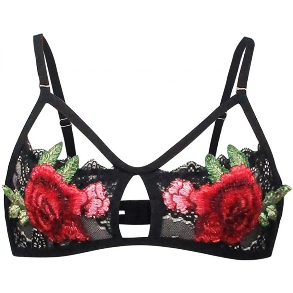 Bras Underwear Sets for Women Sexy Push up Padded Bras Lace Bra and Panty Set Sexy-Sexy Lace Thongs for Women - H-black - CQ1...