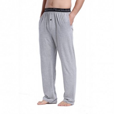 Sleep Bottoms Men's 100% Cotton Knit Pajama Pants - Greymelange - CQ12FATRAET