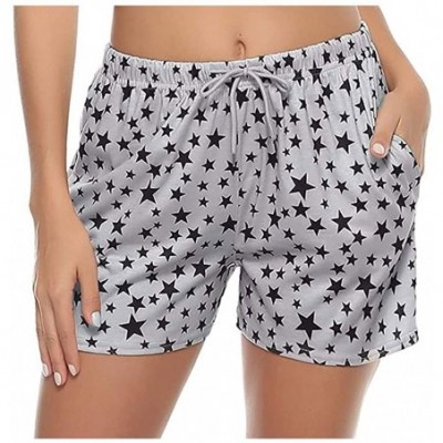 Bottoms Star Print Casual Shorts Women's Pajama Pants Shorts Summer Sleepwear Loose High Waist Pants - Gray - CX19DYCI72Q