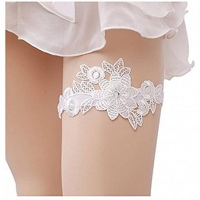 Garters & Garter Belts Wedding Lace Garter for Bridal Garter Rhinestones Garter Belt Set - White-3 - CF180ISKU8U