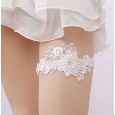 Garters & Garter Belts Wedding Lace Garter for Bridal Garter Rhinestones Garter Belt Set - White-3 - CF180ISKU8U