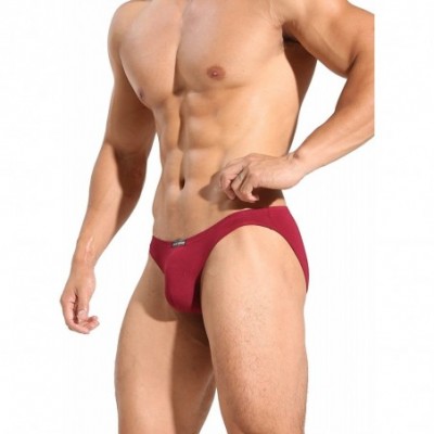 Briefs D65 Men's Low-Waist Modal Cotton Underwear Briefs - Red - CW18CS3DGDM