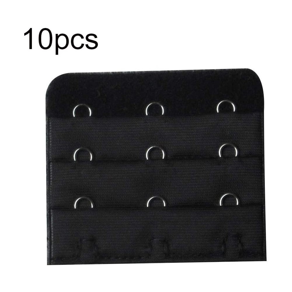 Accessories 10Pcs 3-Row 3-Hook Universal Bra Extenders Strap Band Extensions Black - Black - CW197Y0DRX2