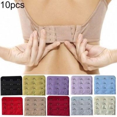 Accessories 10Pcs 3-Row 3-Hook Universal Bra Extenders Strap Band Extensions Black - Black - CW197Y0DRX2