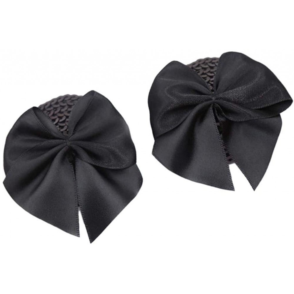 Accessories 1 Pair Xmas Covers Pasties Bowknot Sequin Lingerie Accessories Women - All Black - CY19CEIKS3E