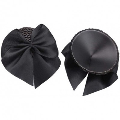 Accessories 1 Pair Xmas Covers Pasties Bowknot Sequin Lingerie Accessories Women - All Black - CY19CEIKS3E