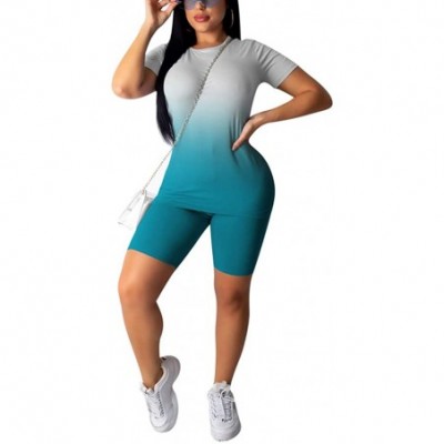 Sets Women Two Piece Outfits Sets Tracksuit Set Short Sleeve T Shirts + Skinny Short Pants Shorts Rompers - Green-2 - CH19CGH...