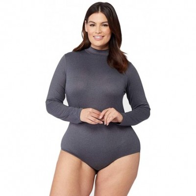 Shapewear Womens Mock Neck Bodysuit - Charcoal Heather - C718Y62CQIL