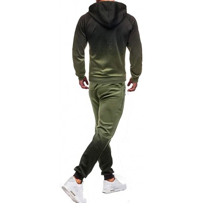 Sleep Sets Autumn Winter Mens Print Sweatshirt Top Pants Sets Sport Suit Tracksuit - Army Green - CB18YNII2GG