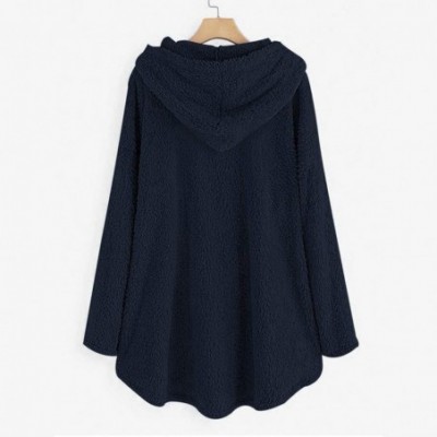 Thermal Underwear Women Fleece Embroidery Cat Ear Plus Size Hoodie Pocket Top Sweater Sweatshirt - A-blue - CP18ZD0IG3X