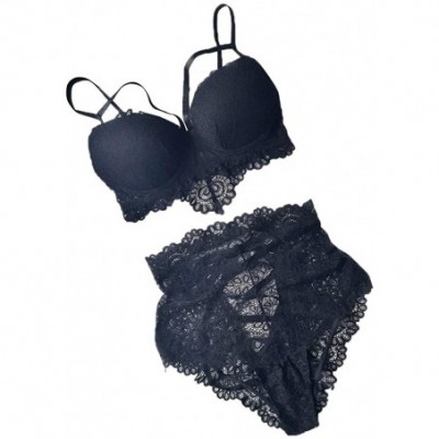 Robes Women Lingerie Corset Lace Underwire Racy Muslin Sleepwear Underwear Tops+Briefs - Black - CT194TLIZS7