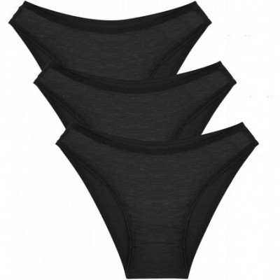 Panties Women's Cotton Bikini Panties- 6 Pack Soft and Comfort - Black - CW18M7DRITZ