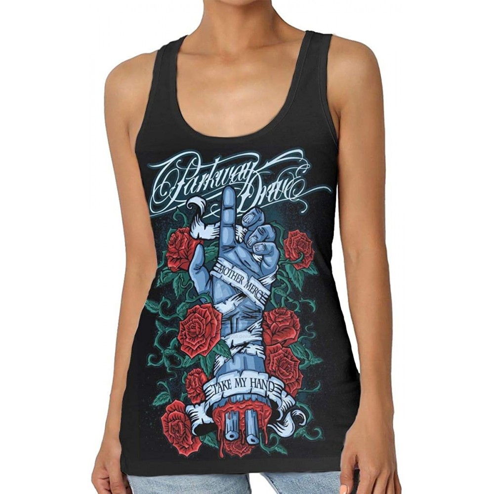 Camisoles & Tanks Parkway Drive Womens Senior Round Neck Polyester Pattern Vest - C5196N7C85K