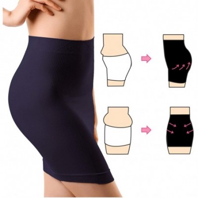 Slips Women's Shapewear Slip High Waisted Butt Lifter Firm Tummy Control Half Slip Body Shaper - Black(2 Pack) - C7186E894AW