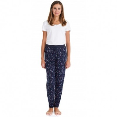 Bottoms Women's Pajama Bottoms - Super Soft and Comfortable - Stretch - Navy Polka Dot - CH18YGH57MR