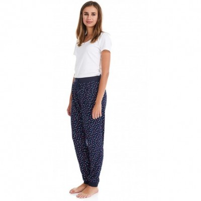 Bottoms Women's Pajama Bottoms - Super Soft and Comfortable - Stretch - Navy Polka Dot - CH18YGH57MR