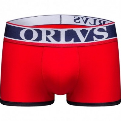 Trunks Men's Boxer Briefs Knitting Trunk Underwear Cotton - Wht+blk+red - C3193623CUQ