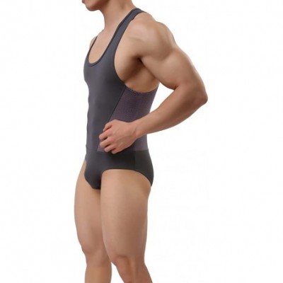 Shapewear Mens Athletic Supporters Sports Underwear Bodysuit - Grey - CV193Y4HTWL