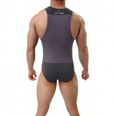 Shapewear Mens Athletic Supporters Sports Underwear Bodysuit - Grey - CV193Y4HTWL