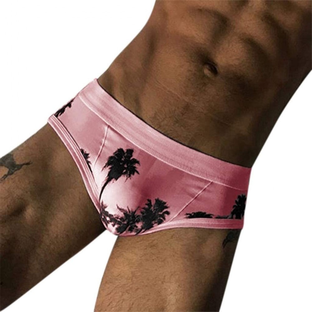 Briefs Summer Men's Sexy Printed Underwear Men's Beach Swimming Underwear - Pink - CO18SYT48T2