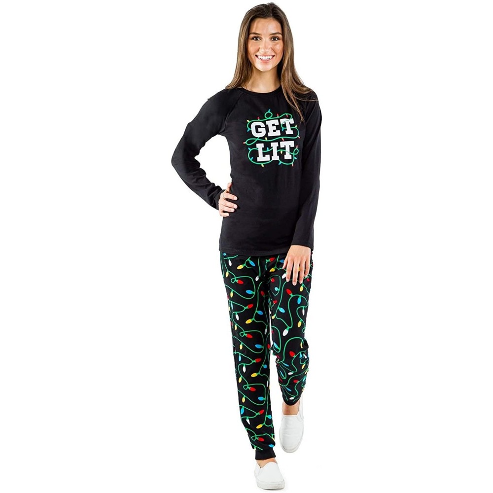 Sets Lit Matching Family Christmas Pajamas - Full Family Matching Xmas PJ Sets - W's Get Lit Black - CI18ZWNXLUH