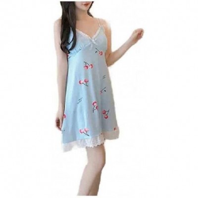 Nightgowns & Sleepshirts Women Patterned Summer V-Neck Sexy Mini Dress Daily Cozy Sleep Dress - As3 - C2190DXEG5R