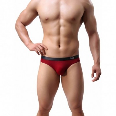 Shapewear Close-fits Men's Underwear Briefs Bikini- Pouch Low-Waist Underwear - Wine Red - CU18EDCYR9W