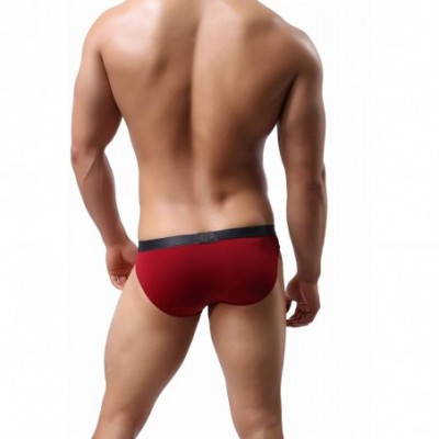 Shapewear Close-fits Men's Underwear Briefs Bikini- Pouch Low-Waist Underwear - Wine Red - CU18EDCYR9W