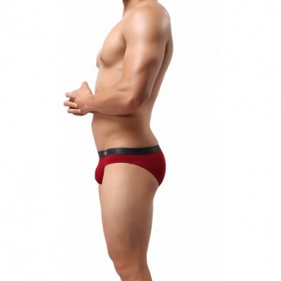 Shapewear Close-fits Men's Underwear Briefs Bikini- Pouch Low-Waist Underwear - Wine Red - CU18EDCYR9W