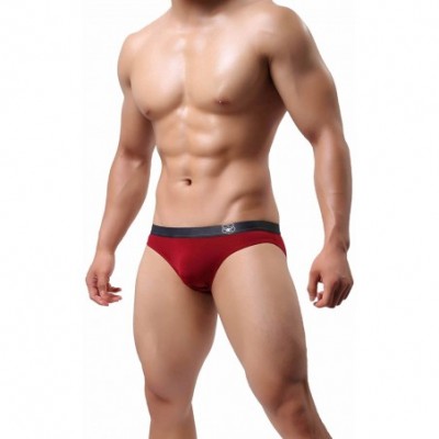 Shapewear Close-fits Men's Underwear Briefs Bikini- Pouch Low-Waist Underwear - Wine Red - CU18EDCYR9W