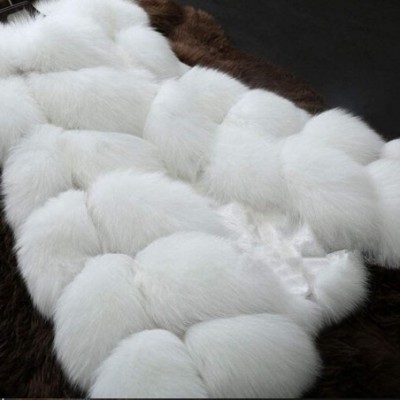 Thermal Underwear Women's Faux Fur Gilet Coat Slim Long Waistcoat Jacket Sleeveless Shrug Trench Outerwear - White - CP18ZOTXZHT