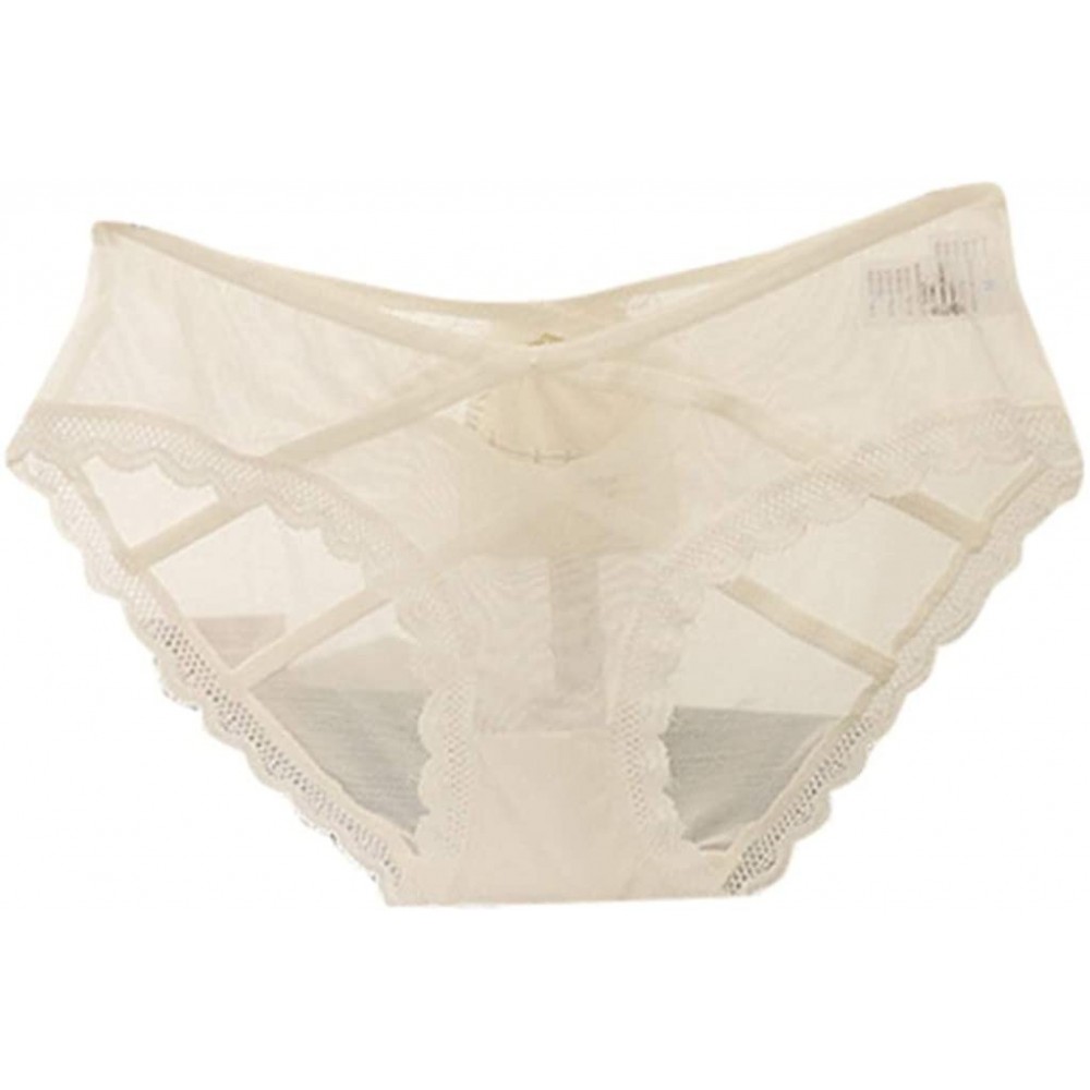 Bustiers & Corsets Womens Sexy Lace Mesh Strappy Briefs Ladies Comfortable Seamless Underpants - White - C419684C8WD