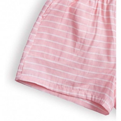 Bottoms Pajama Shorts for Women Cotton Striped Shorts Womens Lounge Shorts - Pink Striped - CP18TN5AOE9