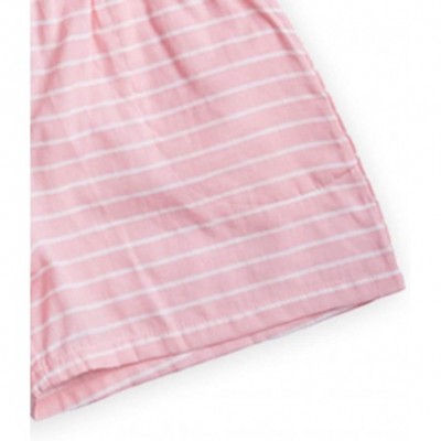 Bottoms Pajama Shorts for Women Cotton Striped Shorts Womens Lounge Shorts - Pink Striped - CP18TN5AOE9