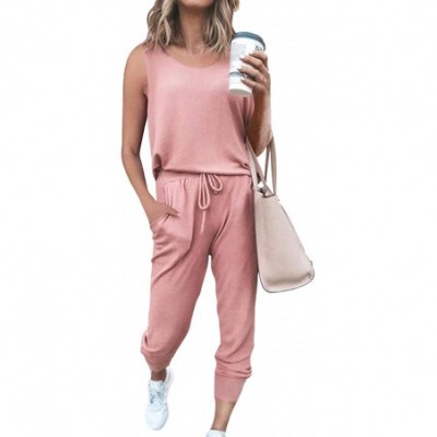 Sets Women's 2 Piece Outfits Set Casual Round Neck Tracksuits Comfy Loungewear - Pink-10 - CI19CMCZ7W8