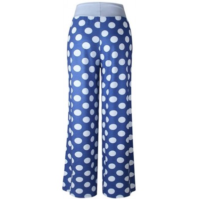 Bottoms Womens Pajama Lounge Pants Floral Print Comfy Casual Stretch Palazzo Drawstring Pj Bottoms Pants Wide Leg E blue - CG...