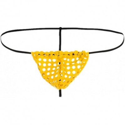 G-Strings & Thongs Bag Style G-Strings & Thongs Mesh Pouch Tanga Briefs Bikini Underwear - Yellow - CP185R76756