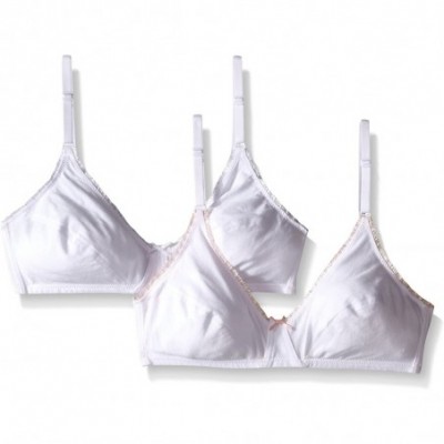 Bras My First Bra Cotton Lightly Lined Wirefree 2-Pack White/White/Pink - White/White/Pink - C5123BBTPA1