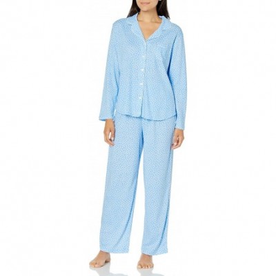 Sets Women's Dot Print Long-Sleeve Girlfriend Pajama Set Pj - Dot Bay Blue - C2186NDHRHO