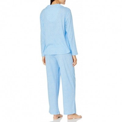 Sets Women's Dot Print Long-Sleeve Girlfriend Pajama Set Pj - Dot Bay Blue - C2186NDHRHO