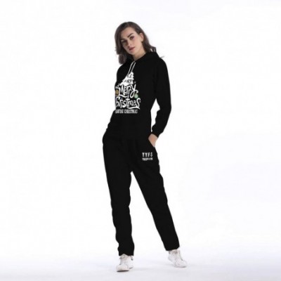 Thermal Underwear Women's 2pc Christmas Outfits Tracksuit Long Sleeve Pullover Print Sports Suit Sweatshirt +Pants Set - C-bl...