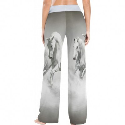 Bottoms Animal White Horses Running Water Women Loose Palazzo Casual Drawstring Sleepwear Print Yoga Pants - CP19CSK5Y55