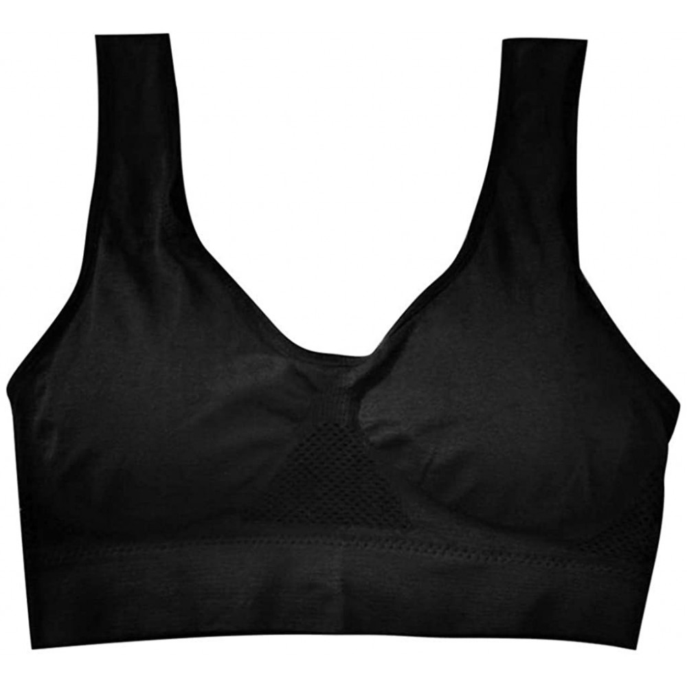 Bras Ladies 2PC Seamless Sport Yoga Bras-Anti-Sagging Sport Padded Push up Sleep Bras - Black-beige - C918ZANSRS5