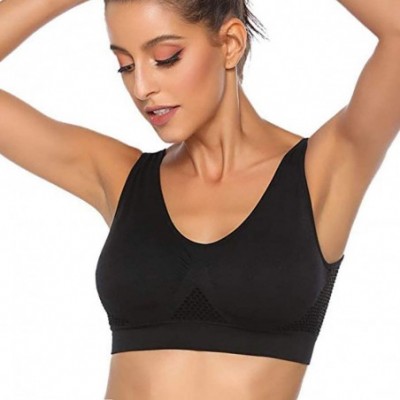 Bras Ladies 2PC Seamless Sport Yoga Bras-Anti-Sagging Sport Padded Push up Sleep Bras - Black-beige - C918ZANSRS5